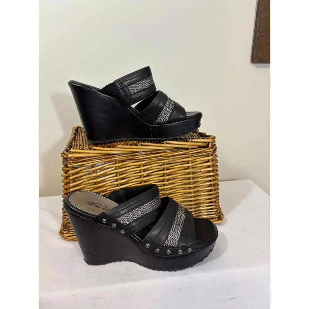 Harley Davidson 4 inch wedge sandals size 6.5